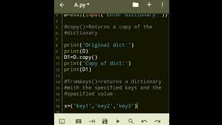 Dictionary functions in #python #Part2  #copy( )  #fromkeys( )