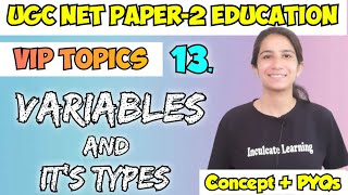 VIP Class-13 Variables & Types of Variables @InculcateLearning Unit-6 Research #ugcneteducation