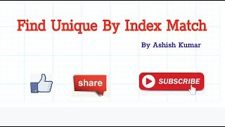 How to find Unique Data With Index Match ||| Best Hindi Tutorial