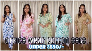 Under ₹850 Pure Cotton Kurta Sets Haul For Office/Daily Wear |Amazon.in Affordable Cotton Kurta Sets