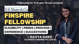 D E Shaw & Co Finspire Fellowship 2024 || Navya Garg, D E Shaw Finspire Fellow’22