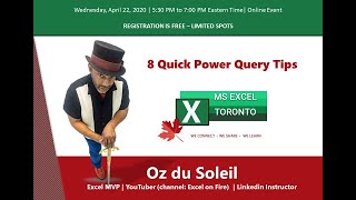 MS Excel Toronto   Oz du Soleil   8 Quick Power Query Tips