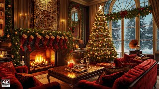 Cozy Christmas Jazz 🎄 Instrumental Piano Jazz with Fireplace Crackling 🔥 Holiday Ambience