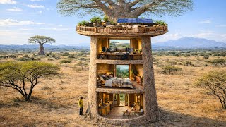 I Turned a Damaged Baobab Tree into a 3-Story Survival Treehouse (ASMR)