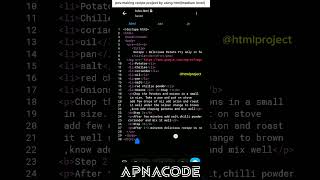 medium level html project | making Reipe #apnacode #learncodeonline #htmlproject