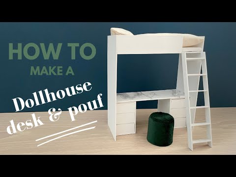 DIY Miniature - How to make a DESK & POUF | Dollhouse miniature