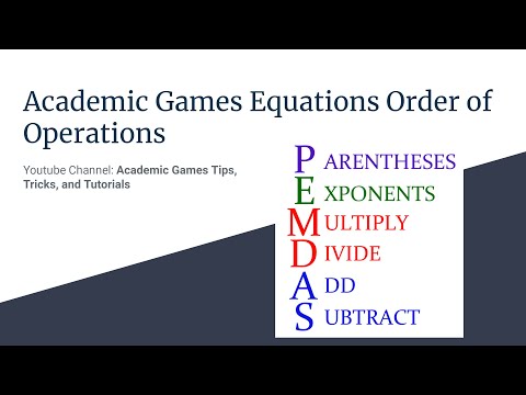 Academic Games Order of Operations