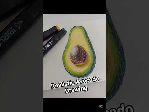 Realistic Avocado Drawing with Markers 🥑 #avocado #sketch #shorts #artshorts #easyart #çizim #keşfet