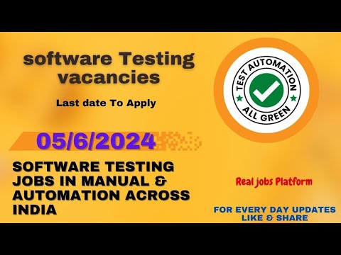 Manual & Automation Testing Jobs |WFH Testing Jobs | Manual Testing| Fresher Jobs| Testing Jobs