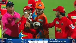 Nitish Rana vs Digvesh Rathi Fight - Nitish Rana And Digvesh Rathi Fight in DPL Match