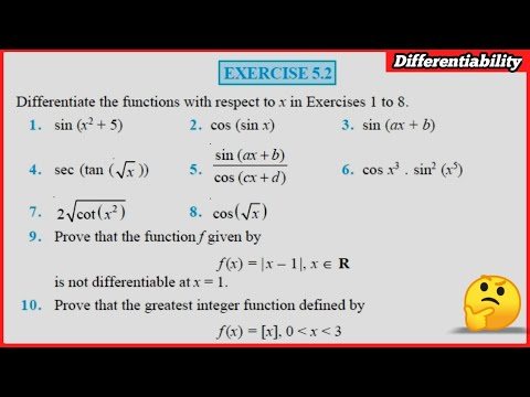 Class 12 Maths Chapter -5 Continuity and Differentiability: Exercise 5.2 solutions