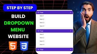 Dropdown Menu with Animations Using HTML & CSS | Responsive Dropdown UI | HTML CSS Practice Project