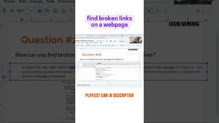 Find broken links on a webpage | Top Selenium WebDriver Interview Question Answered in 60 Seconds! 💻
