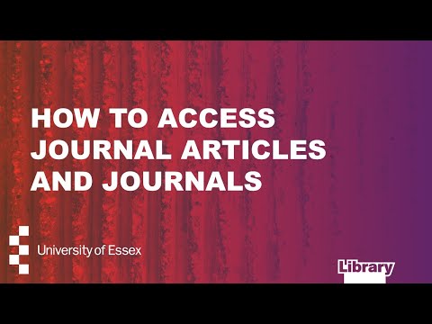 How to Access Journals and Journal Articles