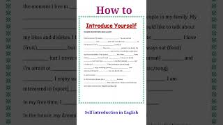 self introduction in english ||introduce yourself in interview || self introduction #shorts
