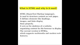 What is HTML And Why  is it used?