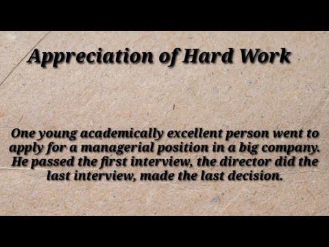 Appreciation Of Hard Work
