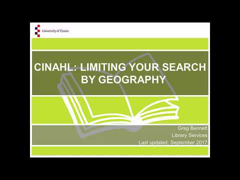 CINAHL: Limiting search by geography