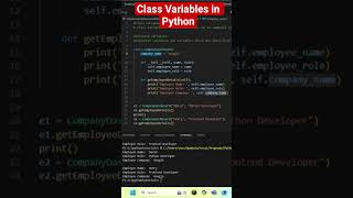 Class Variables vs Instance Variables in Python #pythontutorial #learnpythoninhindi
