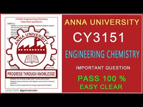 Engineering Chemistry important questions|CY3151|Anna University exam|1st sem engineering#subscribe