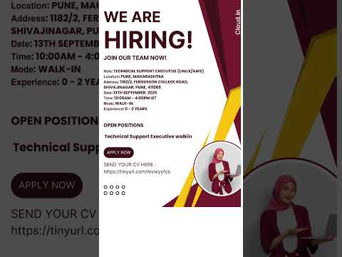 Walk-In Drive: Technical Support Executive (Linux/AWS) | 📢🔥Pune | 0–2 Yrs Exp | 13 Sept 2025#shorts