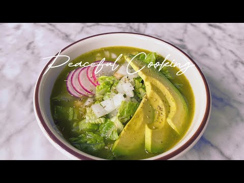 Vegan Pozole Verde | Delicious Mexican Green Pozole | Silent Vlog