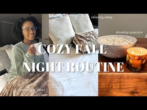 COZY FALL NIGHT ROUTINE | Homemade lattes, stovetop popcorn, relaxing setup