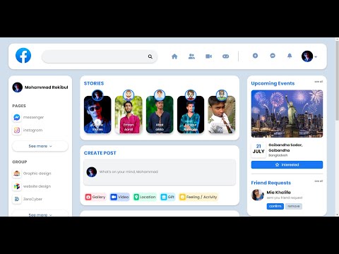 How To Make A Website Like Facebook Using HTML And CSS | Social Media Website Design | Source Code