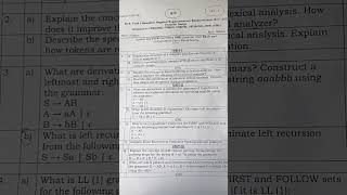 Compiler design jntuk r20 question paper #btechengineering #cse