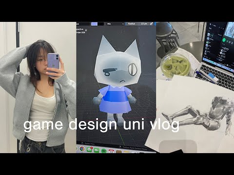 MIDTERMS uni vlog 🎀🎮 3D modeling midterm, interview prep, volleyball, and no sleep