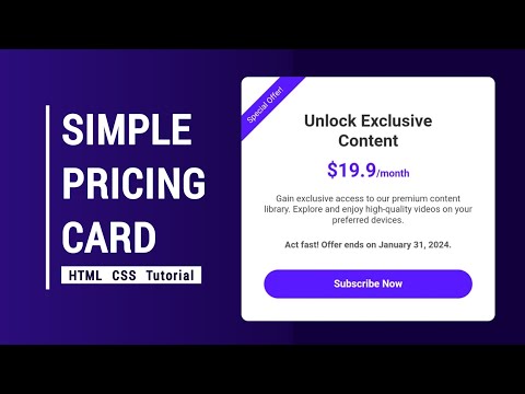 Simple Pricing Card in HTML & CSS || Simple Product Card || CSS Project For Beginners