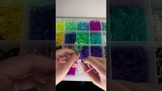 DIY easy blue and pink loom band ring