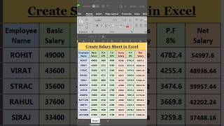 Make Professional Salary Sheet in 1 Minute | Excel Shortcut Trick | #excel #salary #viralshorts