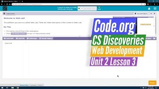 Intro to HTML - Web Development Lesson 3.2 - Code.org CS Discoveries
