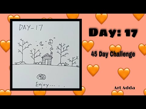 DAY:17| 45 DAY DOODLING CHALLENGE| DOODLING THE SURROUNDINGS| EASY DOODLING SCENERY| ART ADDA