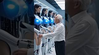 Elderly Man Examines Stunning Female Robot's Face #FutureTech #RobotEmotion