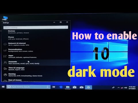 How to enable dark mode in windows 10.