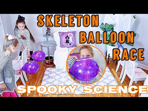 SKELETON BALLOON RACES - NEWTONS LAW: 31 DAYS OF HALLOWEEN KIDS STEM SCIENCE EXPERIMENTS ACTIVITIES