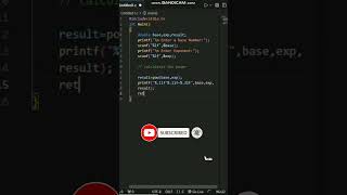 Calculate Power of a number using pow() function in C language #shorts #shortsviral #youtubeshorts
