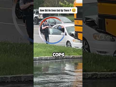 😆 Man Crashes Into School Car in Broad Daylight 😂🚓 #shorts