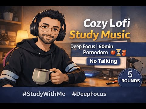 Study With Me LIVE ☕ Cozy Lofi | 5× Pomodoro 60/15 • No Ads • Q&A