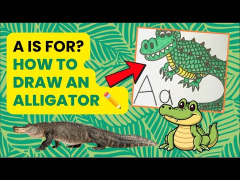 A is for Alligator! 3 minute how to draw an alligator. ✏️