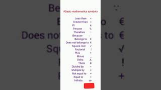 maths basic symbols #maths #easymaths #mathstricks #trending #mathematics #symbol #mathematics