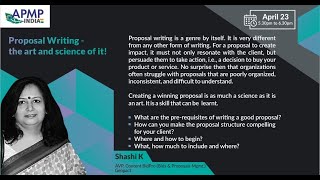 Proposal Writing - the Art & Science of it!