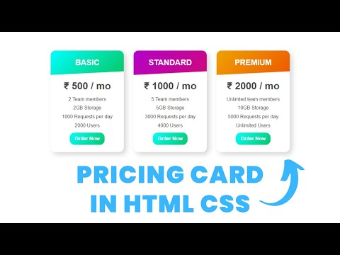 Responsive Pricing Card Design Using HTML CSS | CSS Pricing Card | Responsive Design