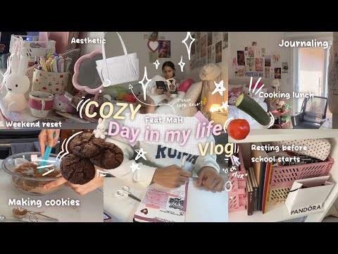 🎀🎧spend a COZY day in my life with me *VLOG* Feat. MaH -making cookies, journal with me, aesthetic…