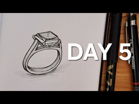 Day 5 : How to draw a ring with a princess cut gemstone