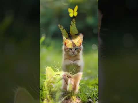 Pretty cat playing with butterfly | sad cat 😿