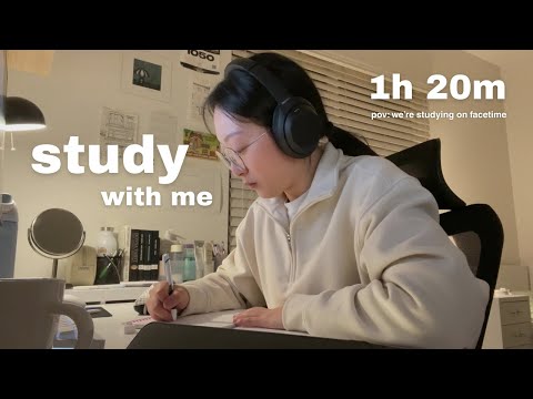 STUDY WITH ME 1hr 20m | real sound, no music, keyboard and notetaking asmr