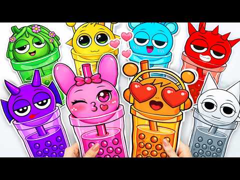 Paper DIY💖Incredibox SPRUNKI Milktea Paper Blind Bag Unboxing 🥤 How To Make SPRUNKI Blind Box | Tana